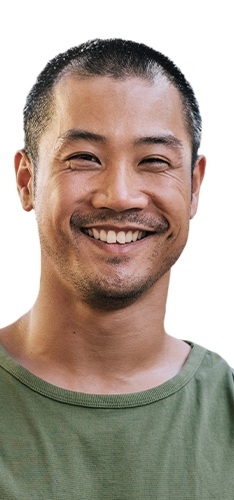 Man smiling before restorative dentistry